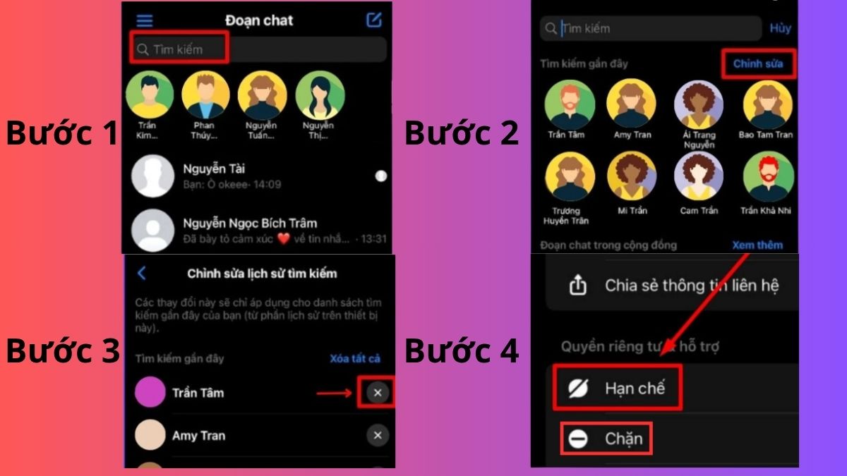 Cách xóa người lạ trên Messenger xoá lịch sử tìm kiếm và danh sách chờ messenger