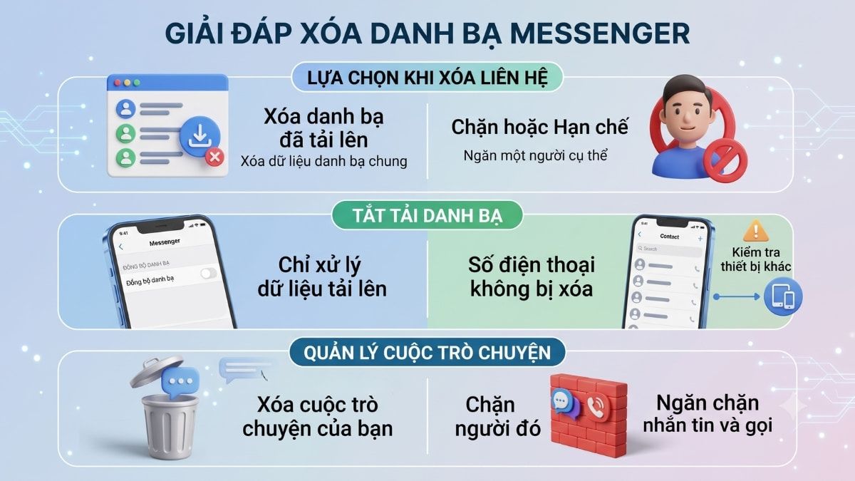 Giải đáp thắc mắc khi xóa danh bạ trên Messenger