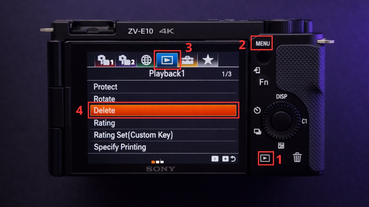 Xóa nhiều ảnh trên máy sony theo ngày hay theo folder - bước 1