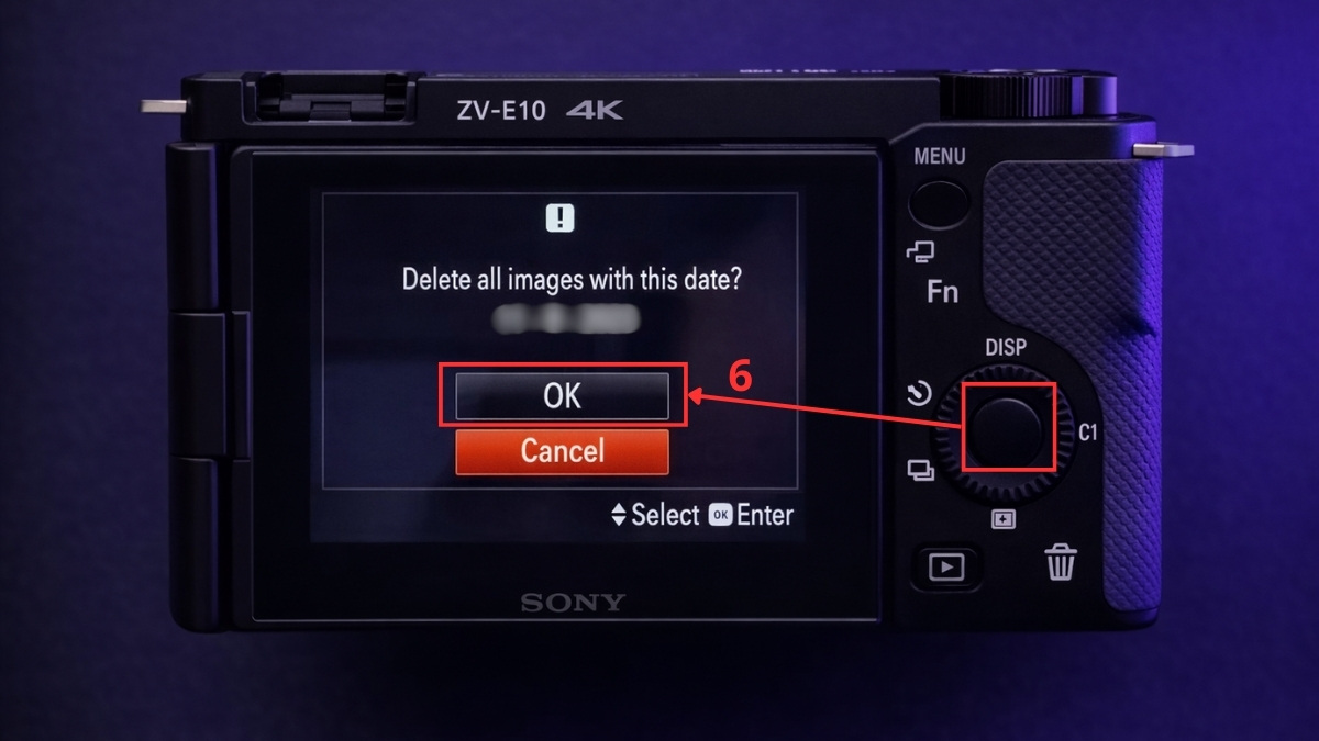Xóa nhiều ảnh trên máy sony theo ngày hay theo folder - bước 3