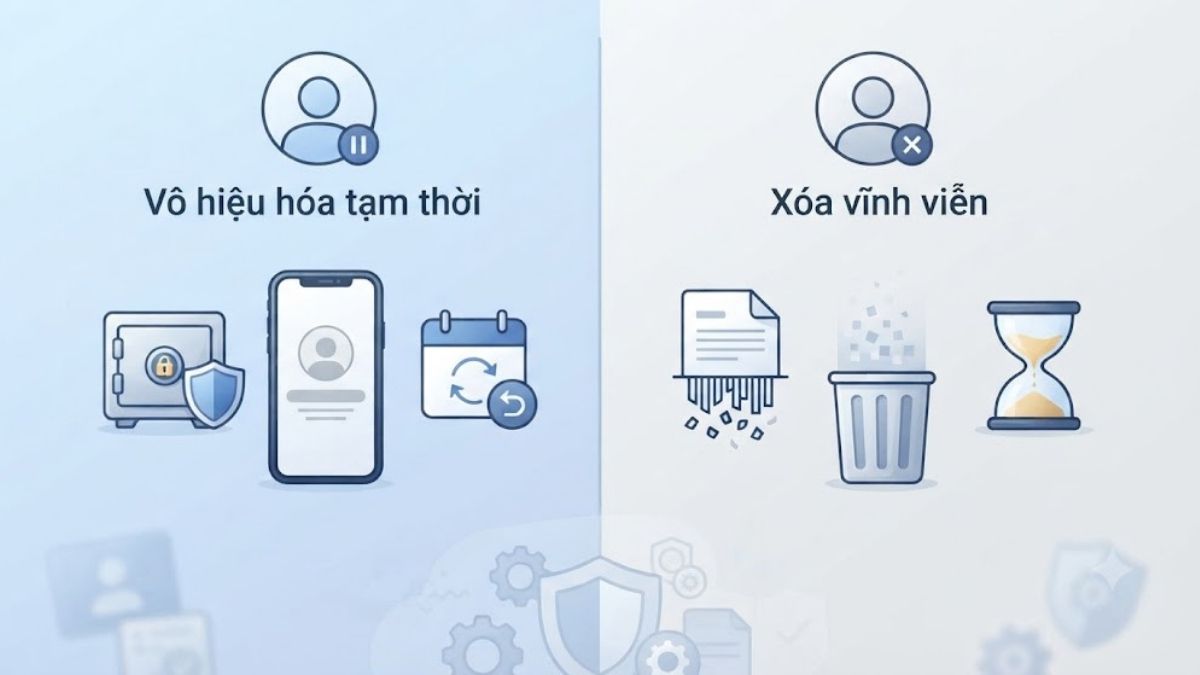 Phân biệt vô hiệu hóa tạm thời và xóa vĩnh viễn tài khoản Facebook
