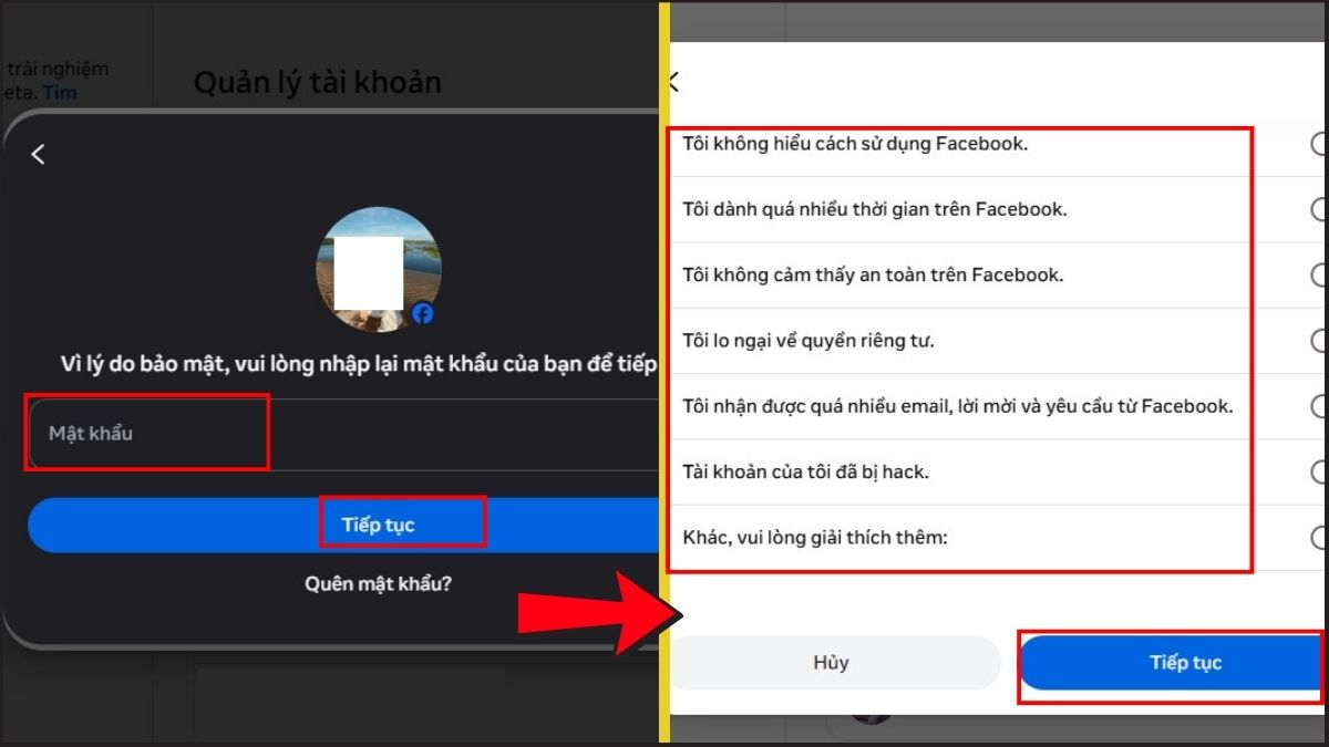 Khóa tài khoản Facebook tạm thời trên máy tính - bước 5