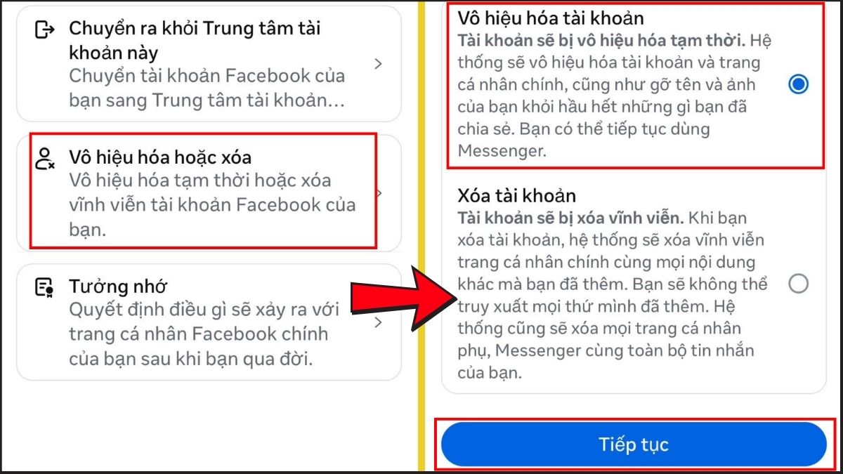 Khóa tài khoản Facebook tạm thời trên điện thoại - bước 3