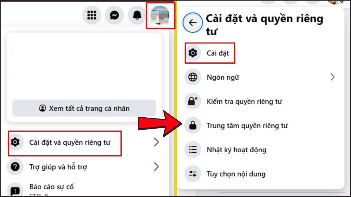 Khóa tài khoản Facebook tạm thời trên máy tính - bước 1