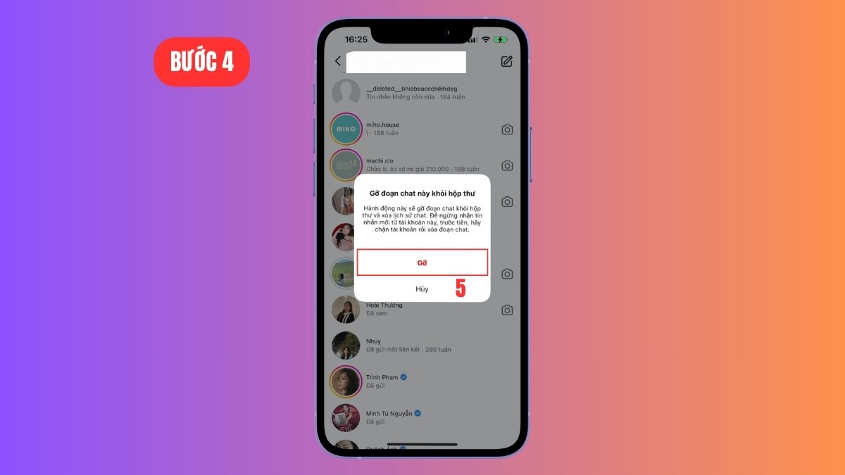 Xóa toàn bộ tin nhắn Instagram trên điện thoại - bước 4