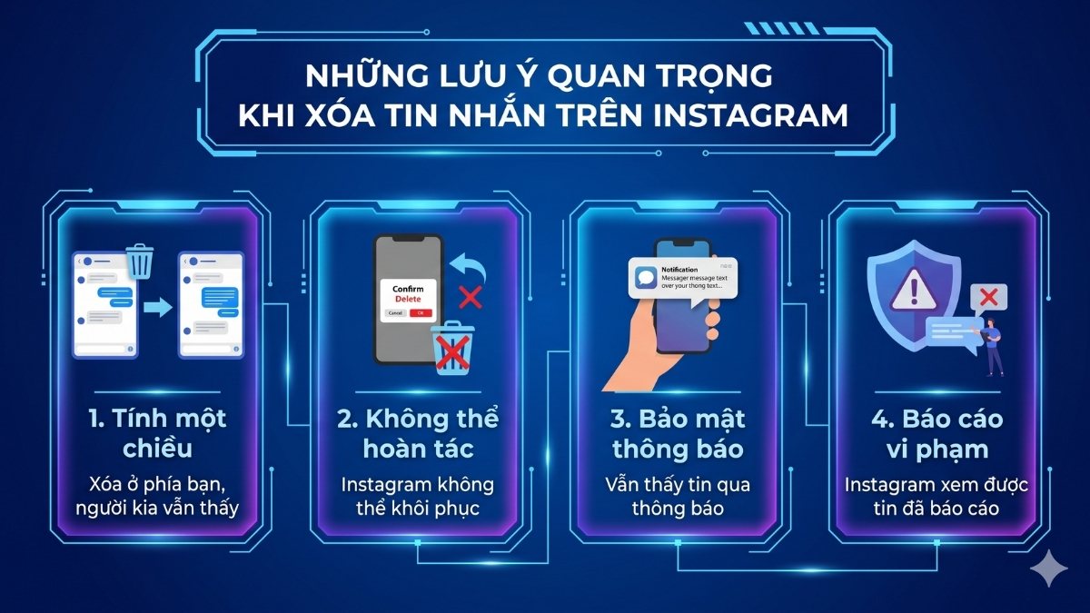 Những lưu ý quan trọng khi xóa tin nhắn trên Instagram