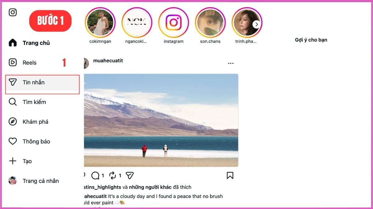 Xóa từng tin nhắn Instagram trên máy tính - bước 1