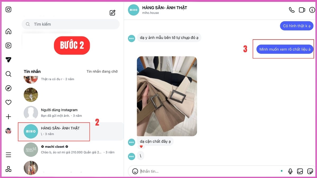 Xóa từng tin nhắn Instagram trên máy tính - bước 2
