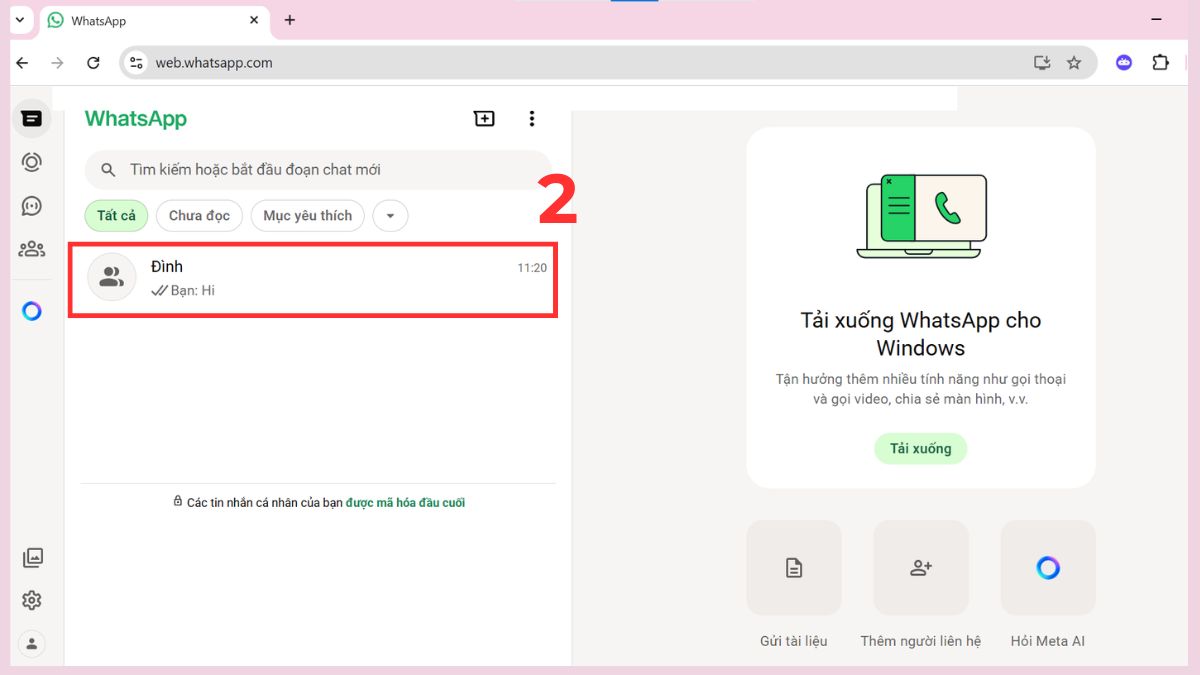 Cách xóa tin nhắn trên WhatsApp trên máy tính - bước 2