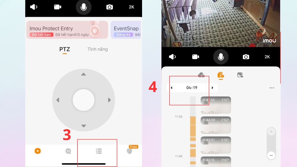 cách xóa video trên camera imou mở danh sách lưu video - bước 2