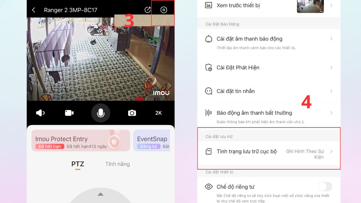 Cách xóa toàn bộ video lưu trữ trong ứng dụng imou life - bước 2