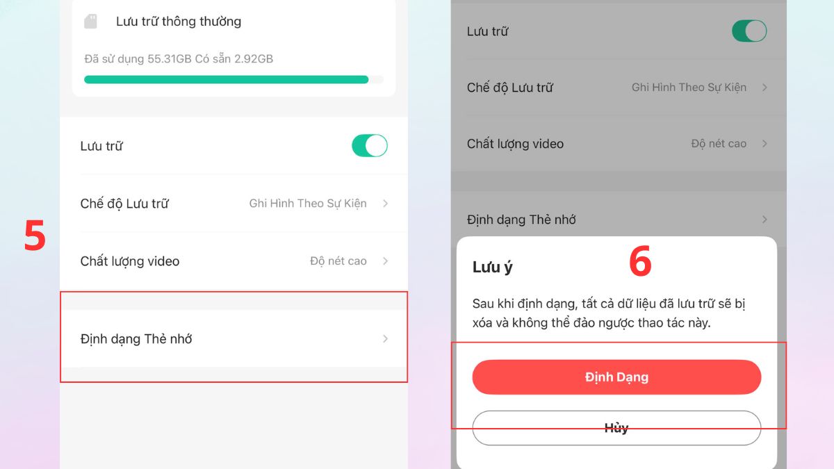 Cách xóa toàn bộ video lưu trữ trong ứng dụng imou life - bước 3