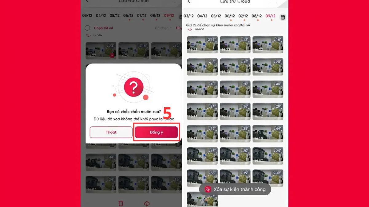 Cách xoá video trên từng dòng camera Viettel - bước 3