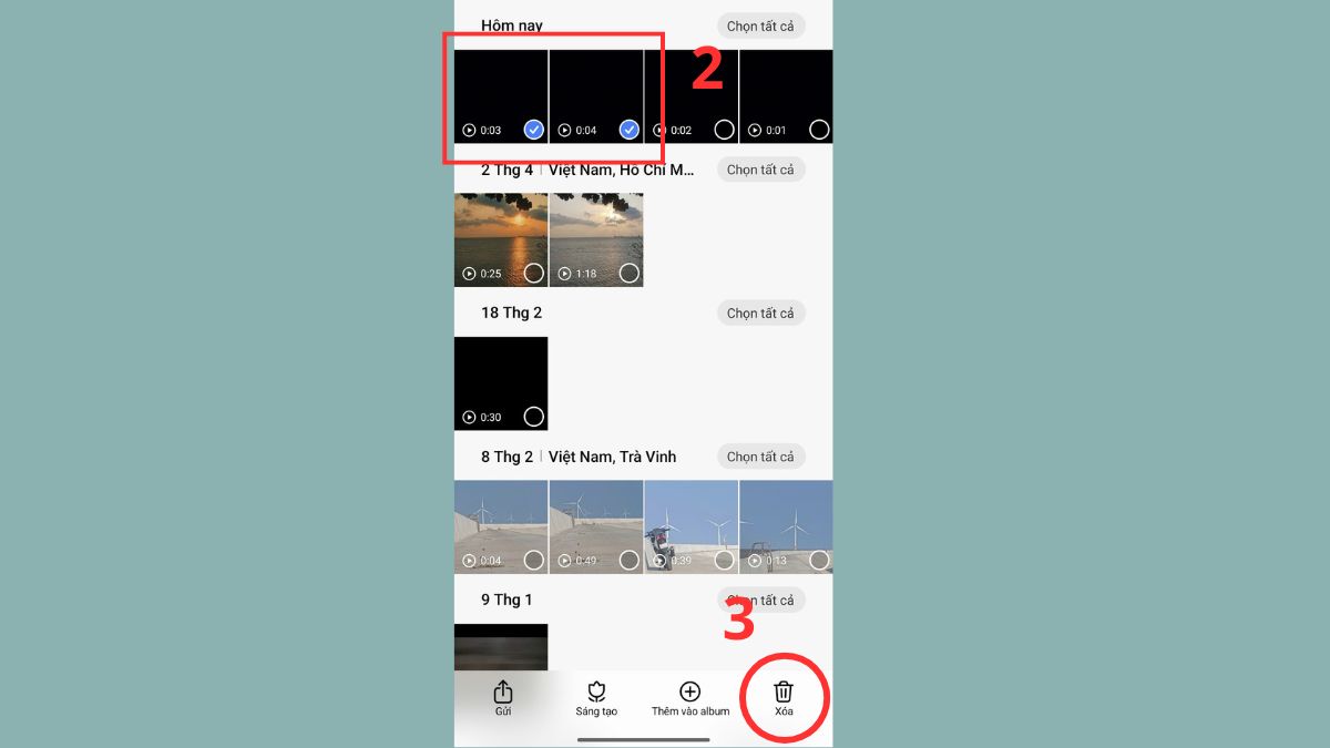 Cách xoá video trên từng dòng camera trên điện thoại - bước 2