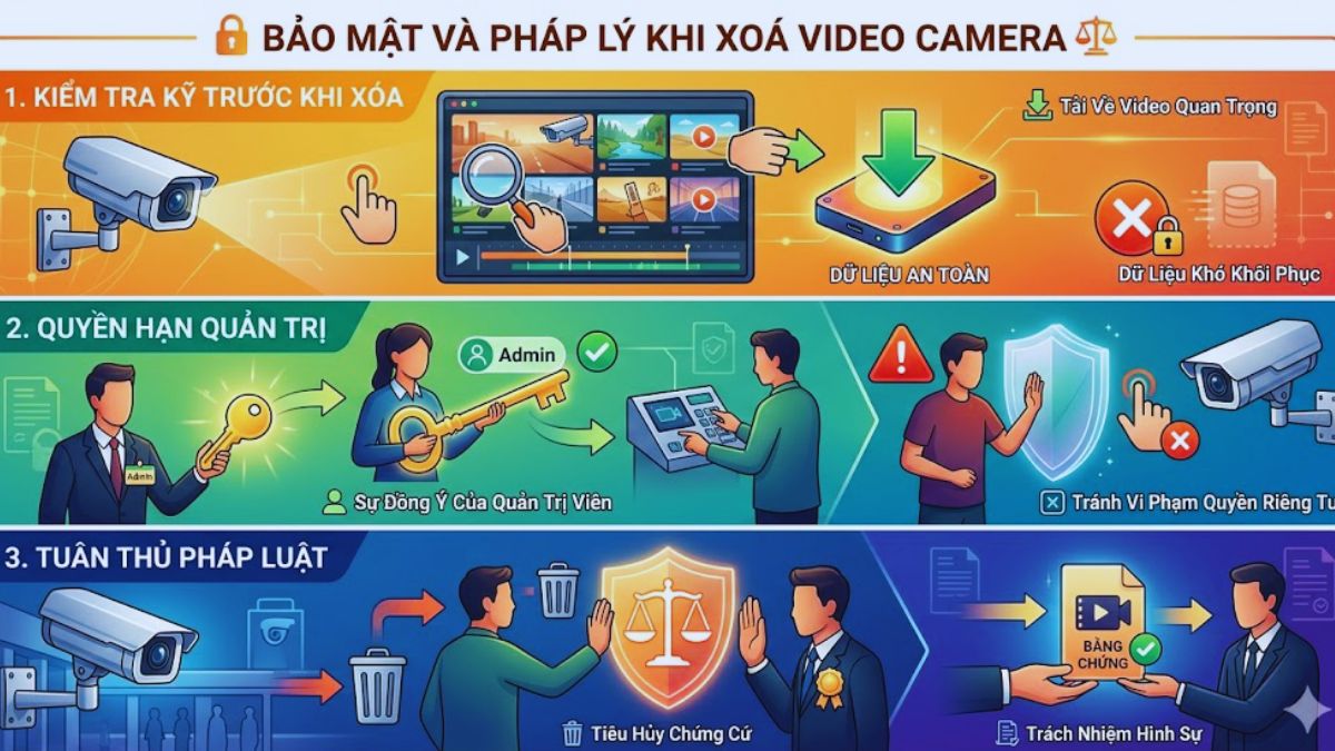 Lưu ý quan trọng về bảo mật và pháp lý khi xoá video camera