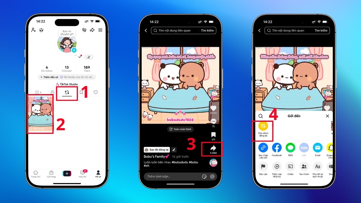 Cách xóa video đăng lại trên TikTok trên điện thoại