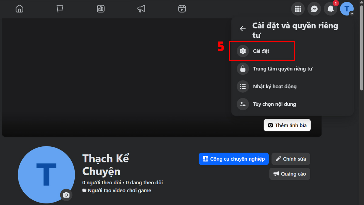 Hướng dẫn cách xóa WhatsApp trên Facebook qua cài đặt trang - bước 2.1