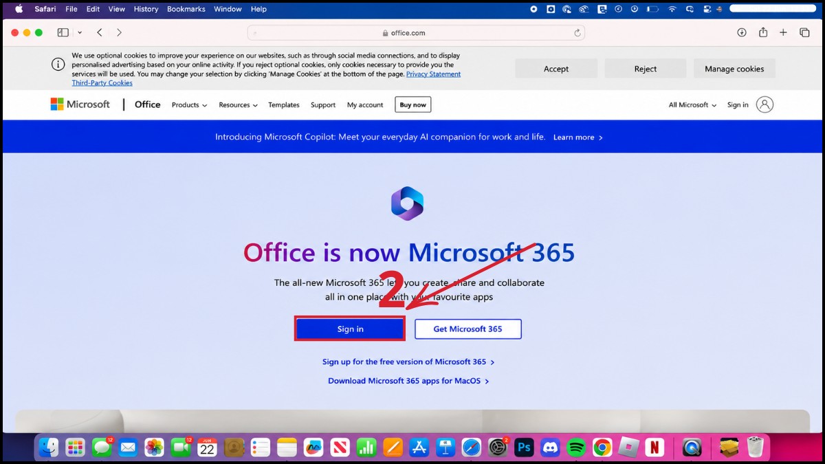 Cài đặt Outlook lần đầu trên macOS - bước 2