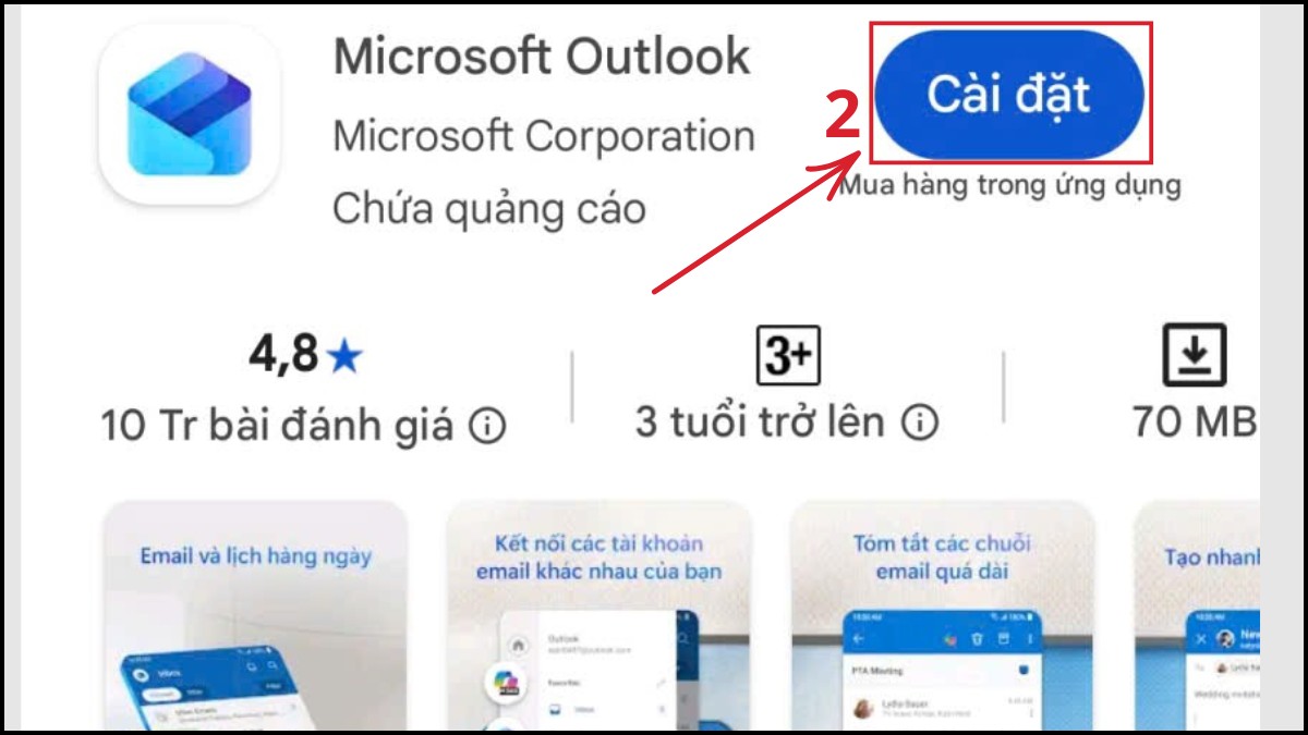 Cách cài đặt Outlook trên điện thoại - bước 2
