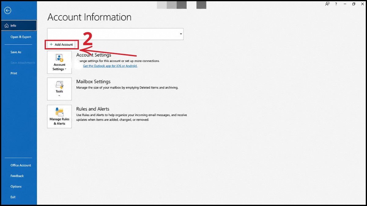 Cách cài đặt mail Outlook thủ công qua POP3/IMAP - bước 1.2