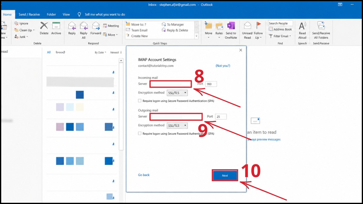 Cách cài đặt mail Outlook thủ công qua POP3/IMAP - bước 4