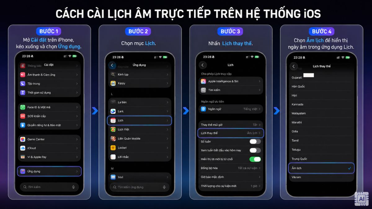 Cách cài lịch âm trực tiếp trên hệ thống iOS