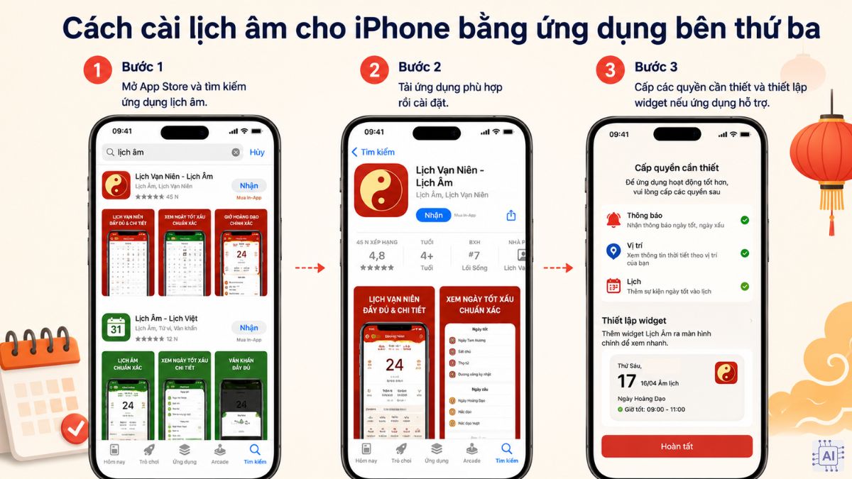 Cách cài lịch âm cho iPhone bằng ứng dụng bên thứ ba