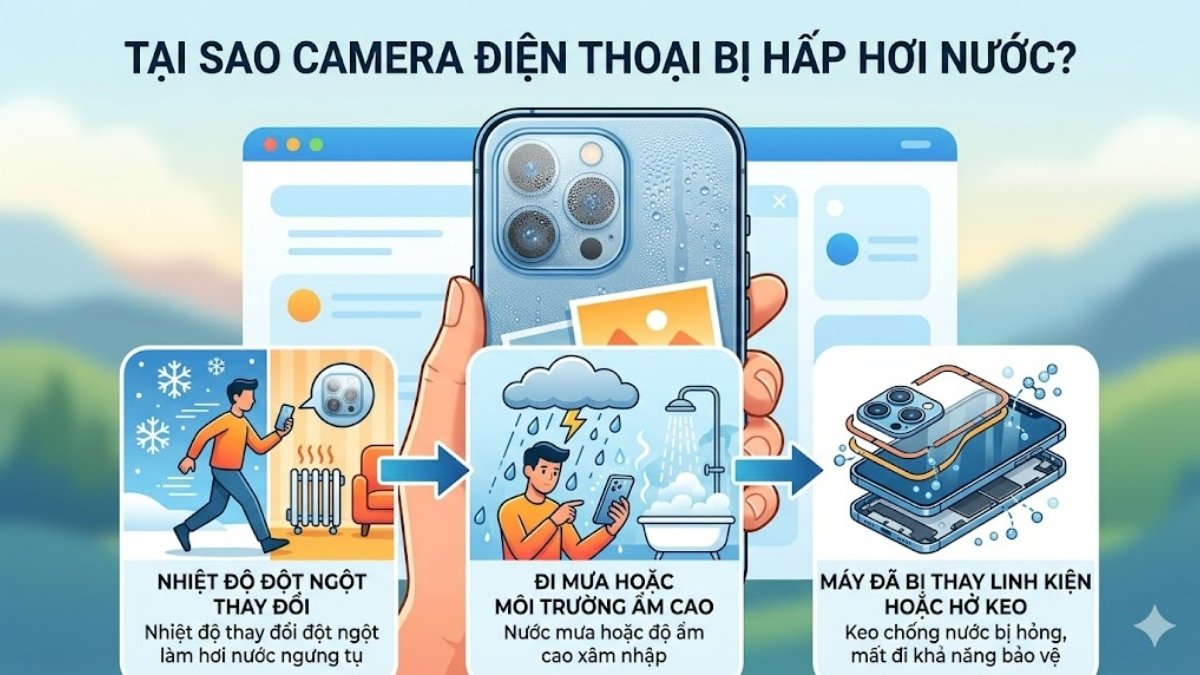 Tại sao camera điện thoại bị hấp hơi nước?