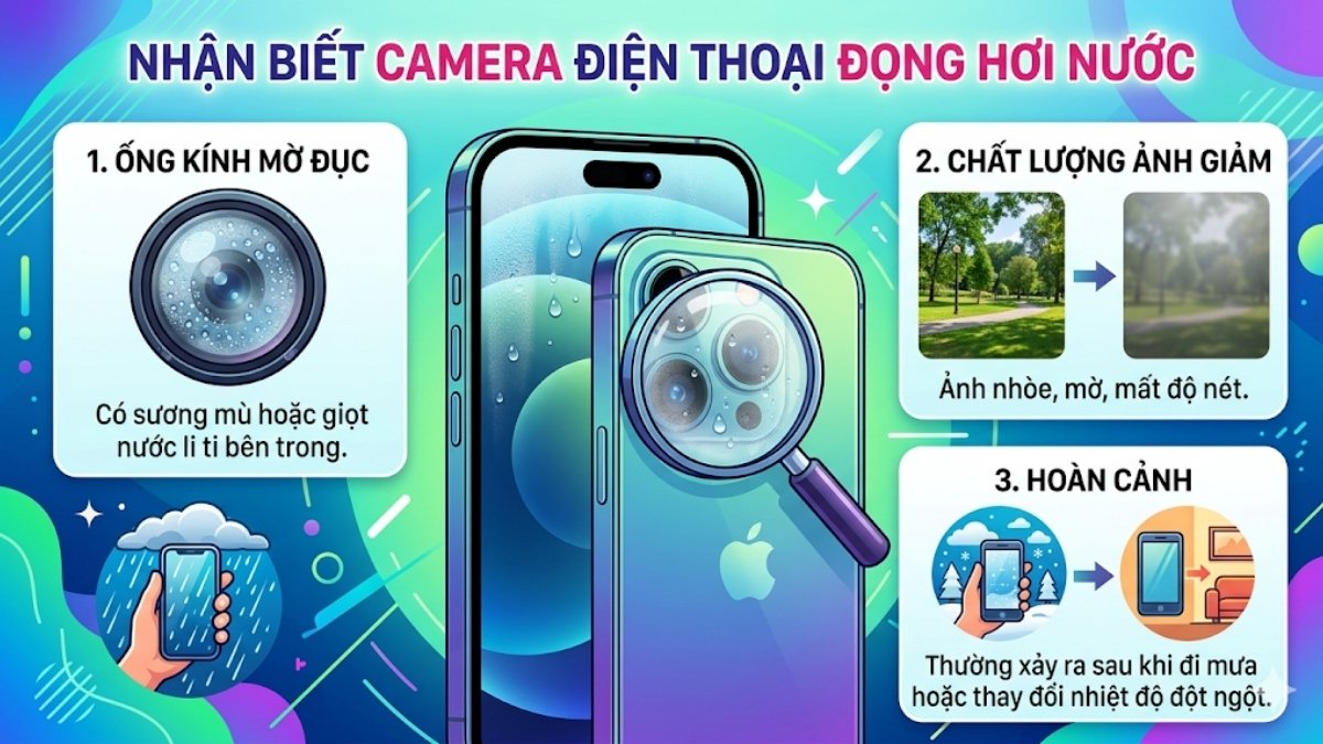 Dấu hiệu nhận biết camera điện thoại bị đọng hơi nước