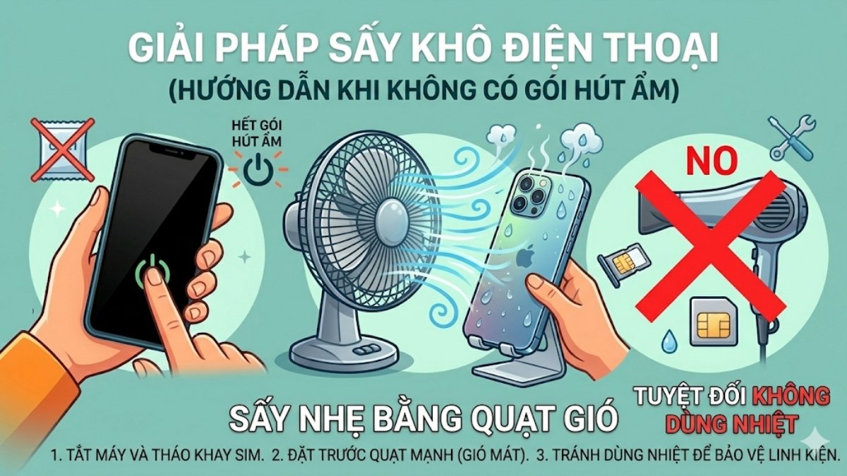 Cách xử lý nhanh camera điện thoại bị hơi nước - Sấy nhẹ bằng quạt gió