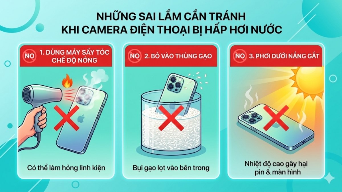 Những sai lầm cần tránh khi camera bị hấp hơi nước
