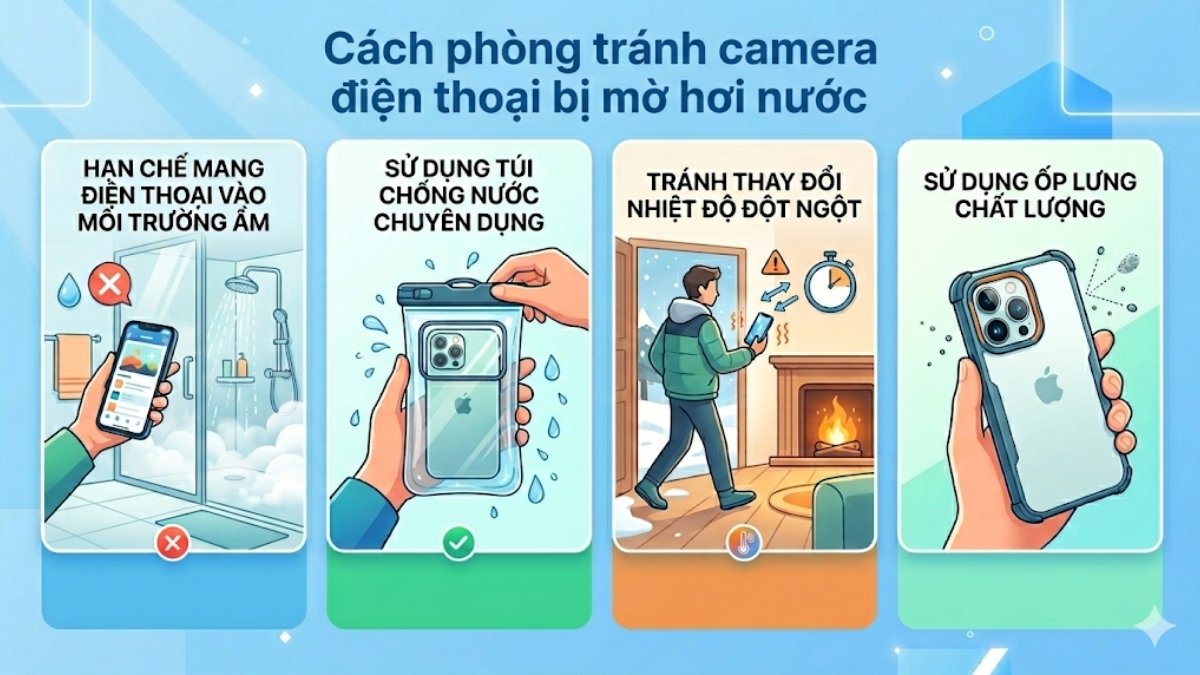 Cách phòng tránh camera điện thoại bị mờ hơi nước