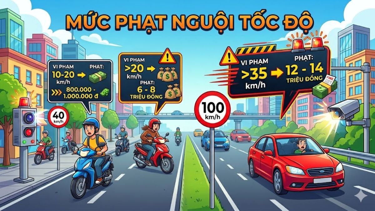 Mức phạt nguội đối với lỗi vi phạm tốc độ năm 2026