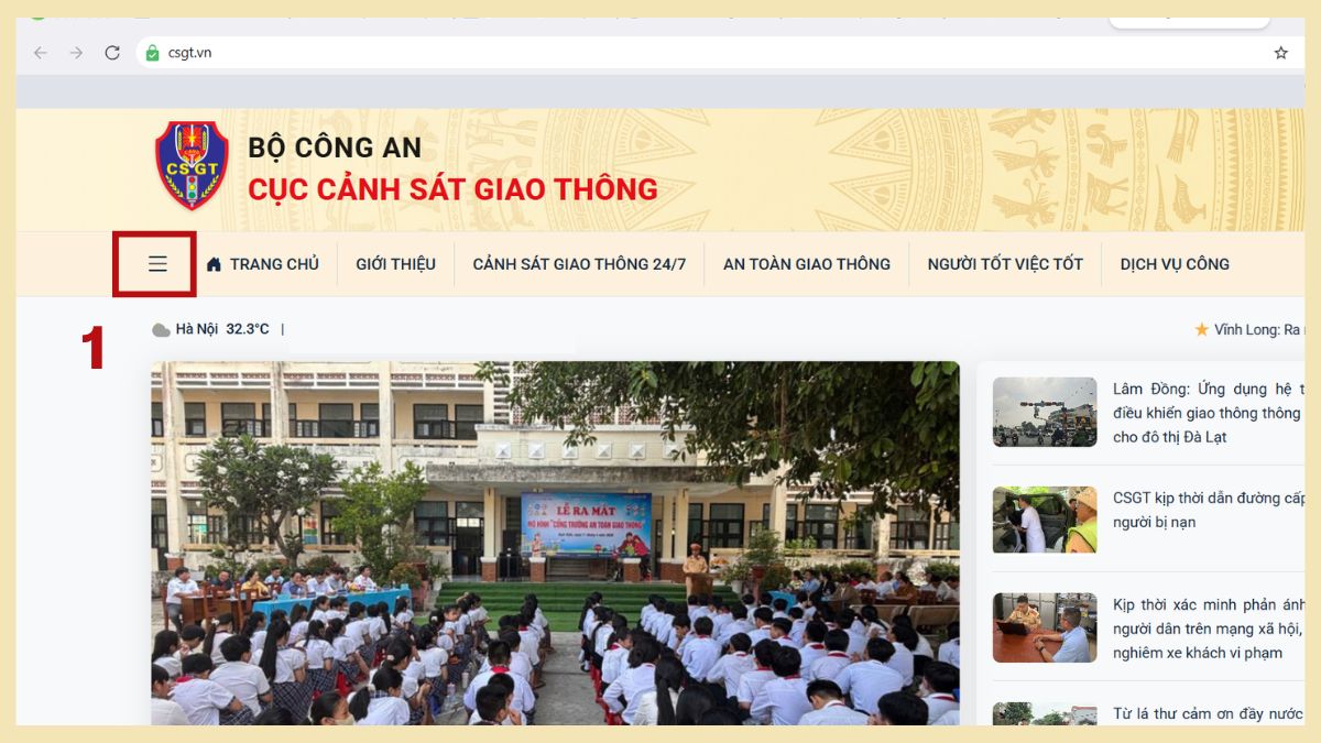 Cách tra cứu camera phạt nguội bắn tốc độ theo tuyến đường - qua cổng thông tin cục cảnh sát giao thông - bước 1
