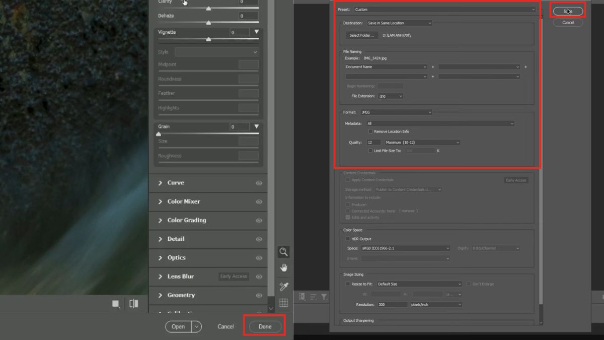 Hướng dẫn sử dụng Camera RAW cơ bản đến nâng cao - bước 4