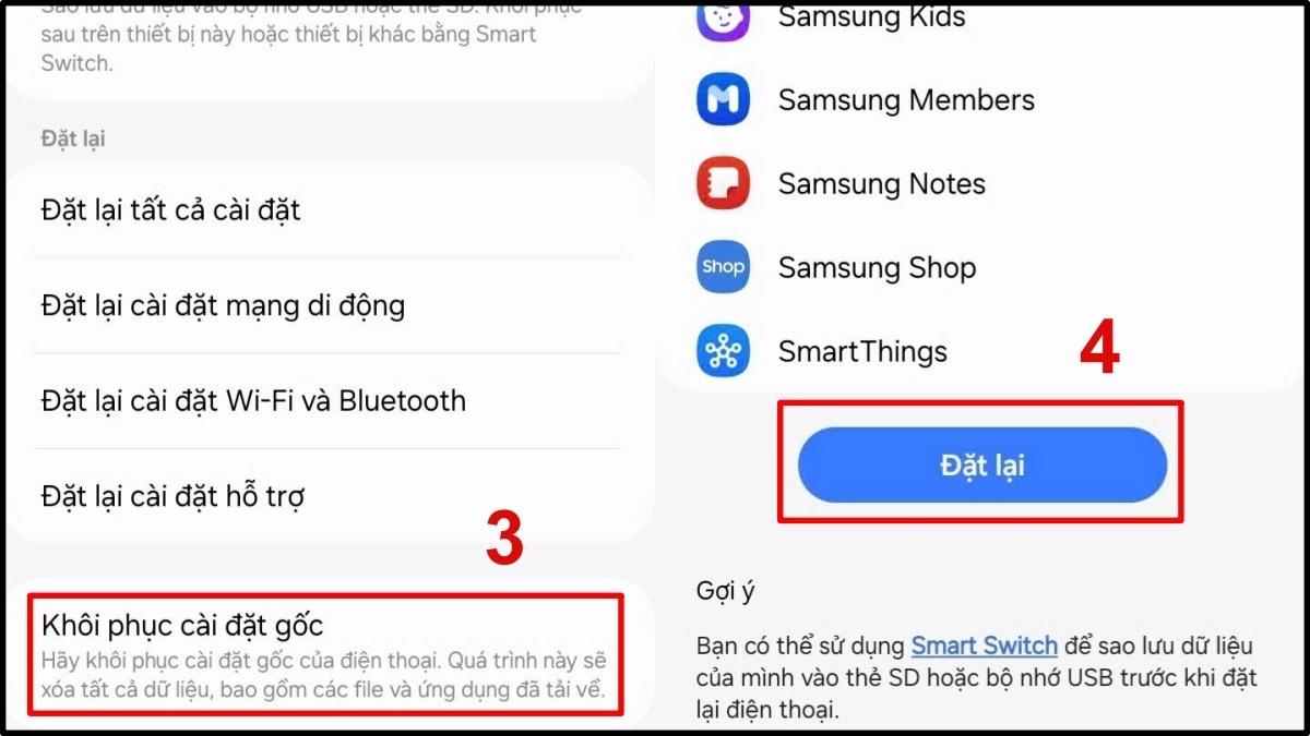 camera trước bị mờ khôi phục cài đặt gốc của điện thoại android - bước 3
