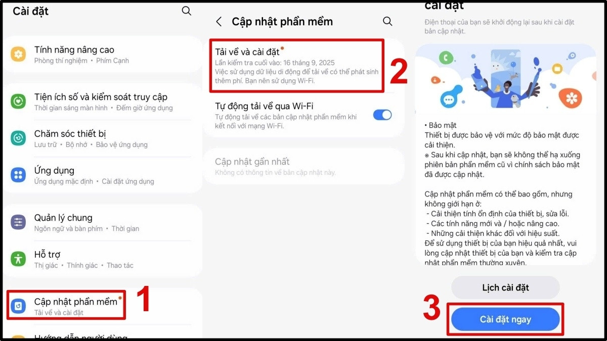 sửa camera trước bị mờ - Cập nhật lại hệ điều hành điện thoại android 