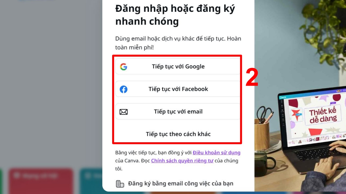 Cách tạo tài khoản trên Canva  - bước 2