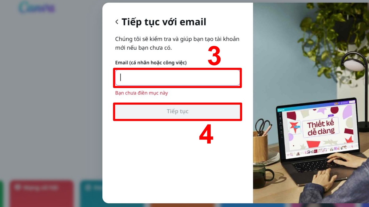 Cách tạo tài khoản trên Canva  - bước 3