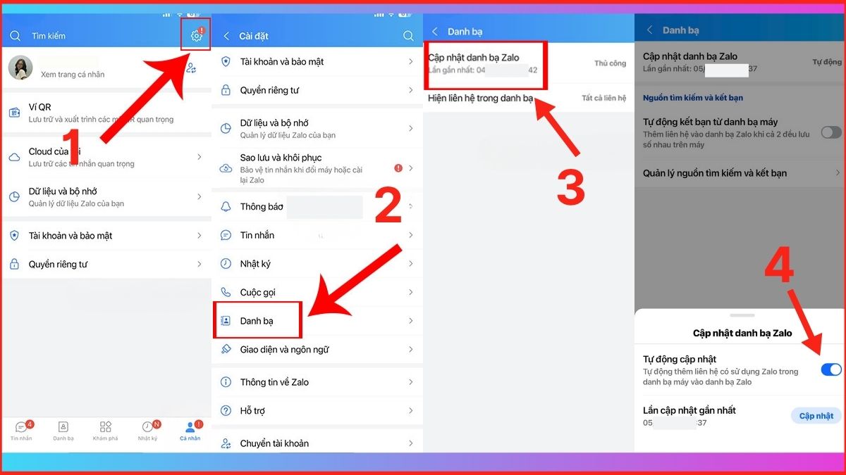Cách cập nhật danh bạ Zalo trên iPhone