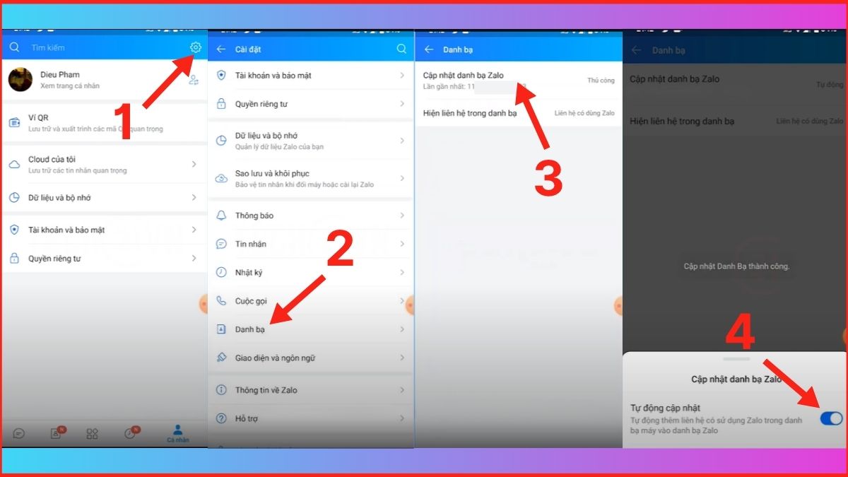 Cách cập nhật danh bạ Zalo trên Android