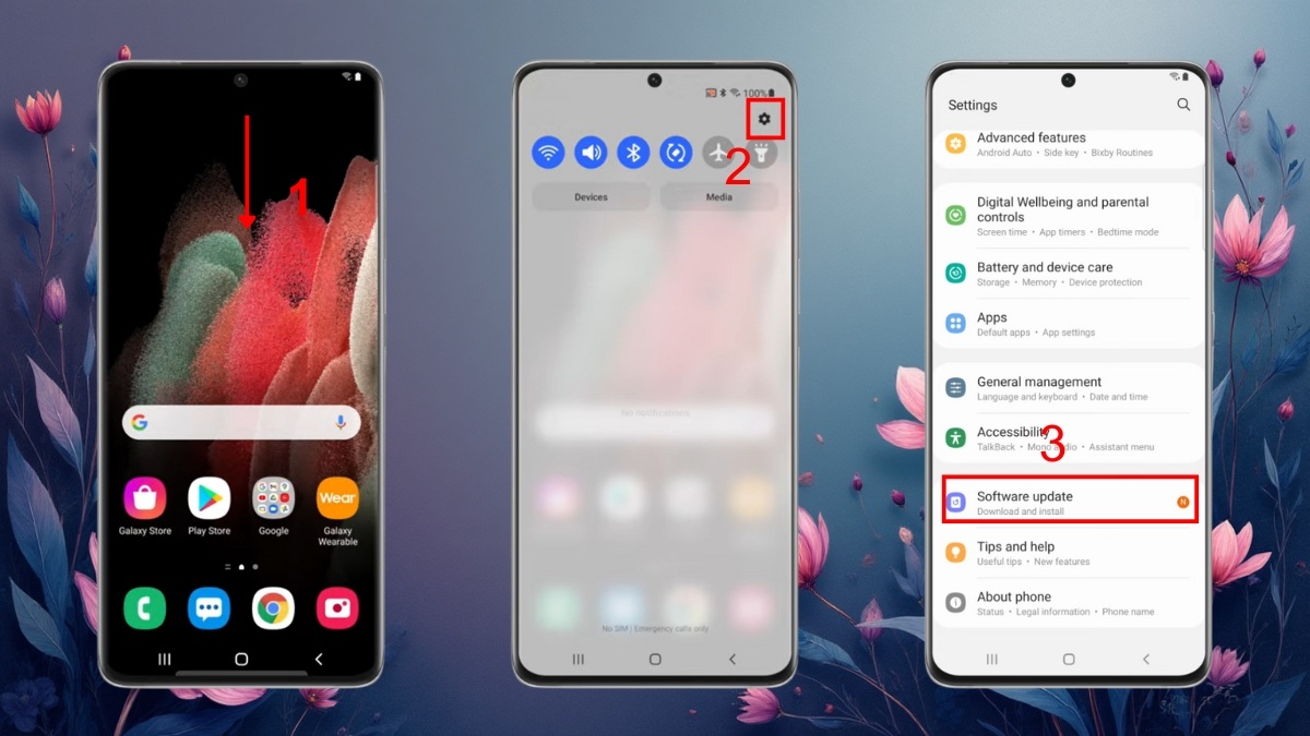 Cập nhật phần mềm trên Android - bước 1.,2