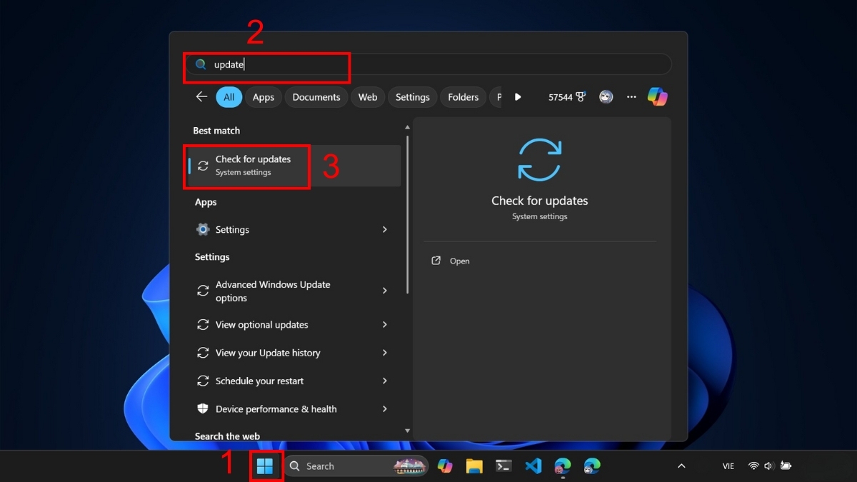 Cập nhật phần mềm trên Windows - bước 1
