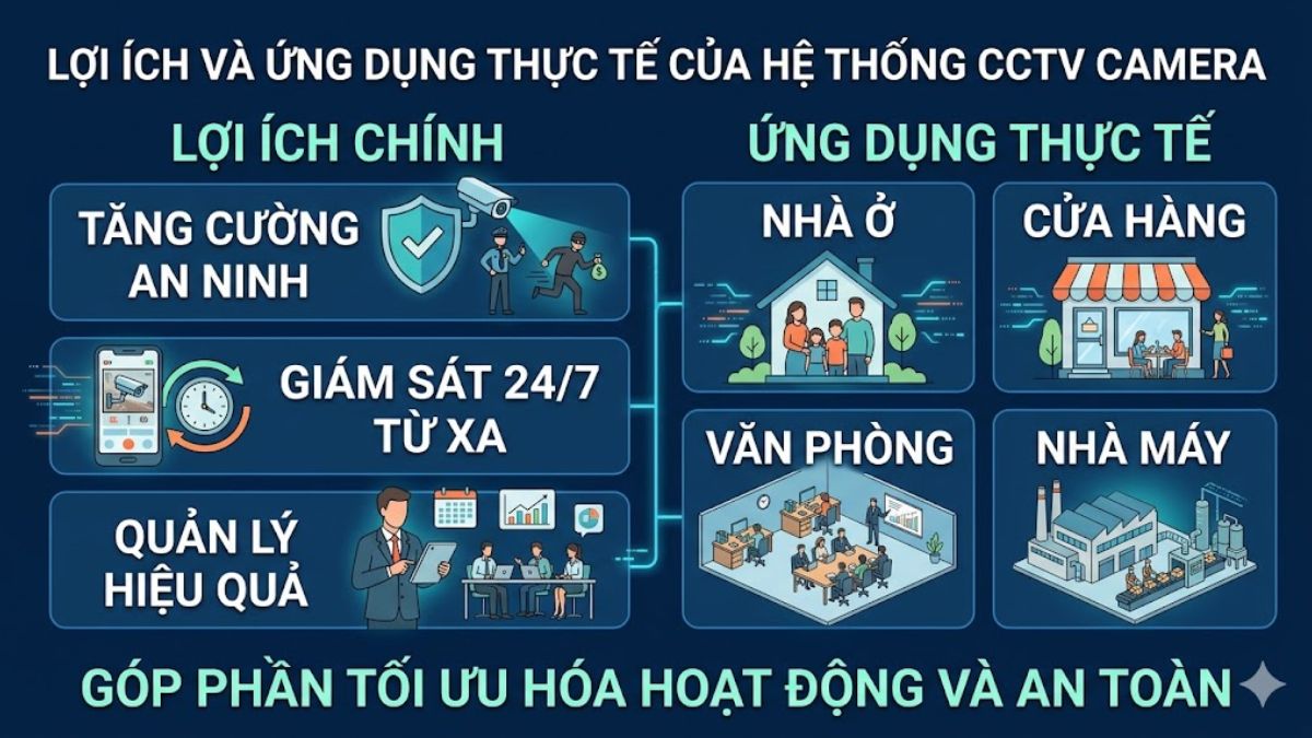 Lợi ích và ứng dụng thực tế của hệ thống CCTV camera