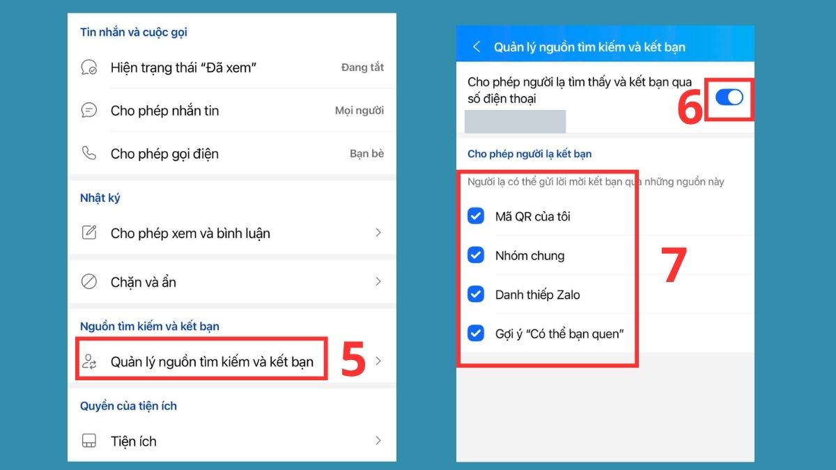 Cách bỏ chặn tìm kiếm Zalo nhanh chóng - bước 5,6,7
