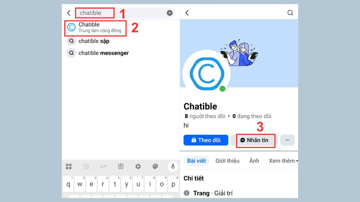 Cách dùng Chatible chat với người lạ trên điện thoại - bước 1