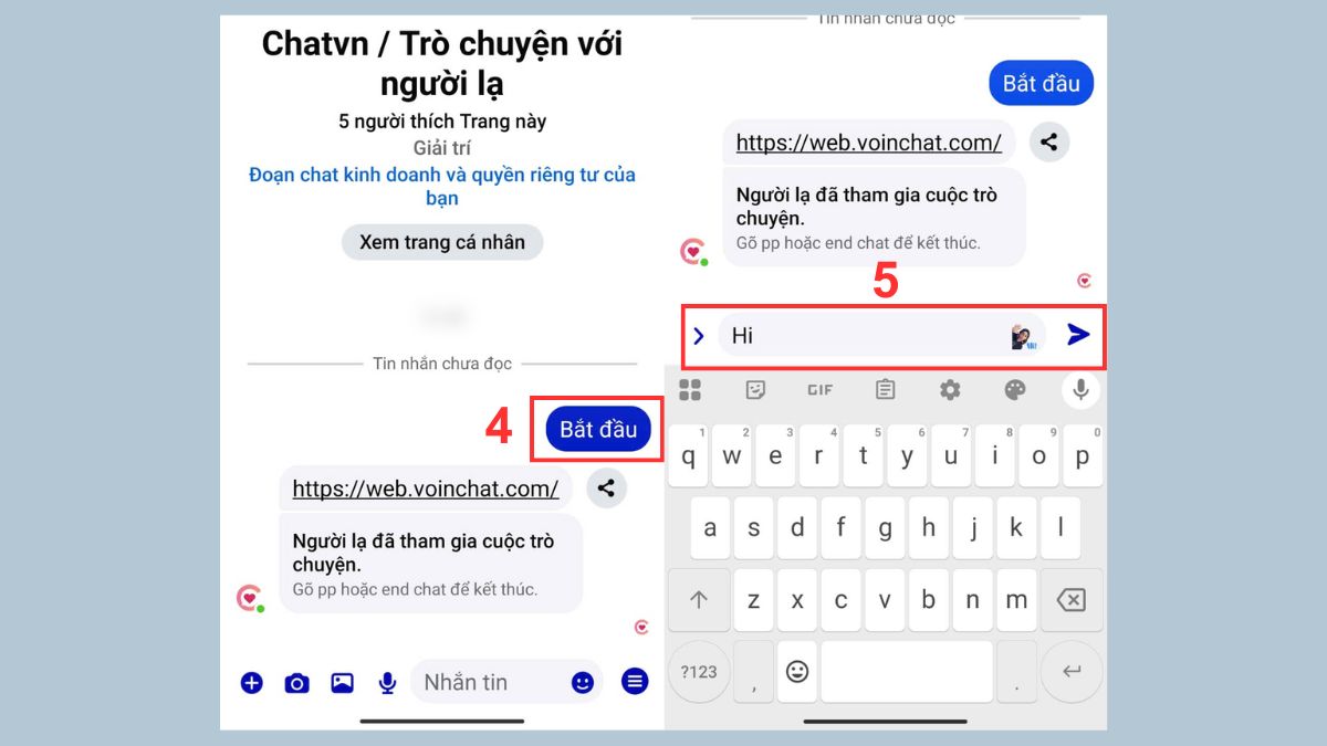 Cách chat với người lạ trên Messenger với Chatvn - bước 2