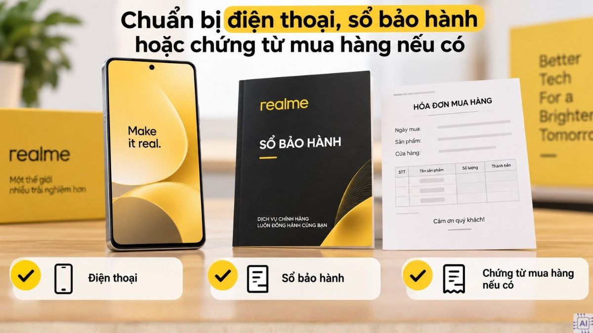 Kiểm tra trực tiếp tại trung tâm bảo hành realme - bước 2