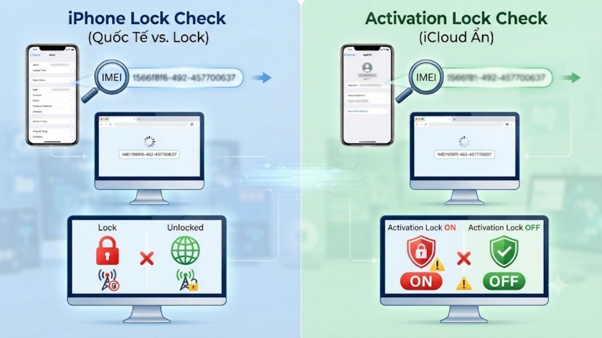 Cách kiểm tra iPhone Lock và check iCloud ẩn qua IMEI