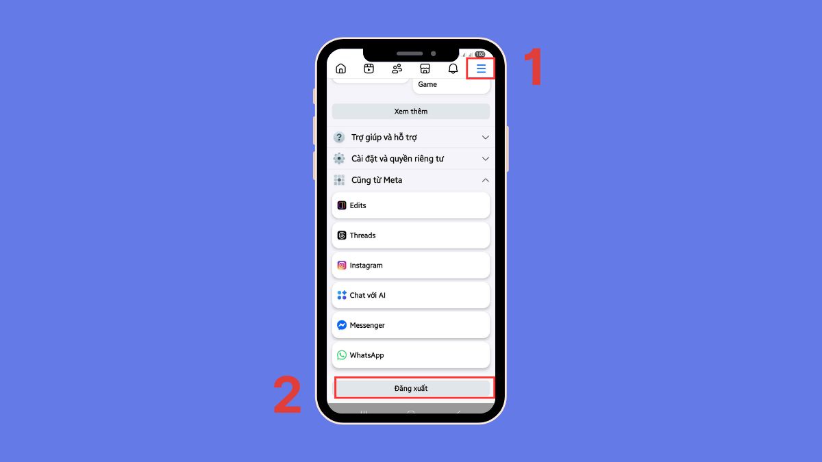 Chuyển đổi tài khoản Facebook trên Android - bước 1